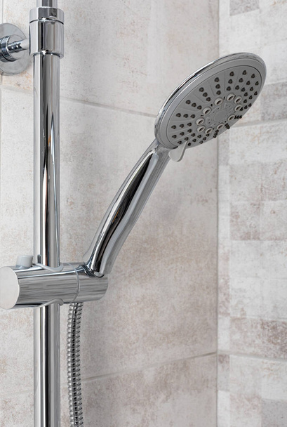 Water running from shower head in bathroom - Photo, Image