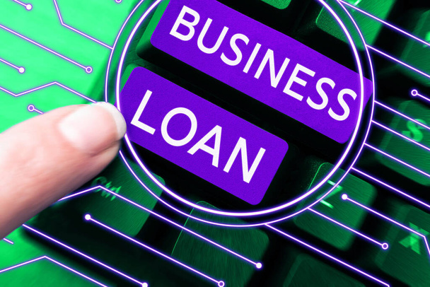 Text caption presenting Business Loan, Business idea Credit Mortgage Financial Assistance Cash Advances Debt - Photo, Image