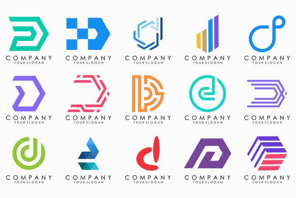 Soyut D harfi logo simgesi seti. Lüks, zarif ve basit işletmeler için tasarım. - Vektör, Görsel