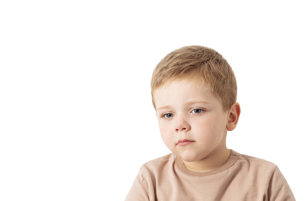 sad little boy isolated on white background - Foto, immagini