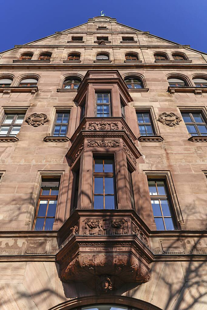 Julkisivu oriel, asuinrakennus noin 1900, Nürnberg, Keski-Franconia, Baijeri, Saksa, Eurooppa - Valokuva, kuva