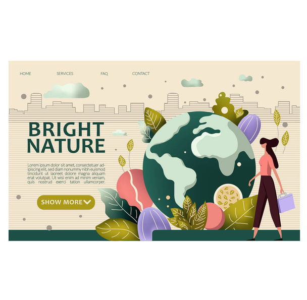 Vector flat nature landing page template - Photo, Image