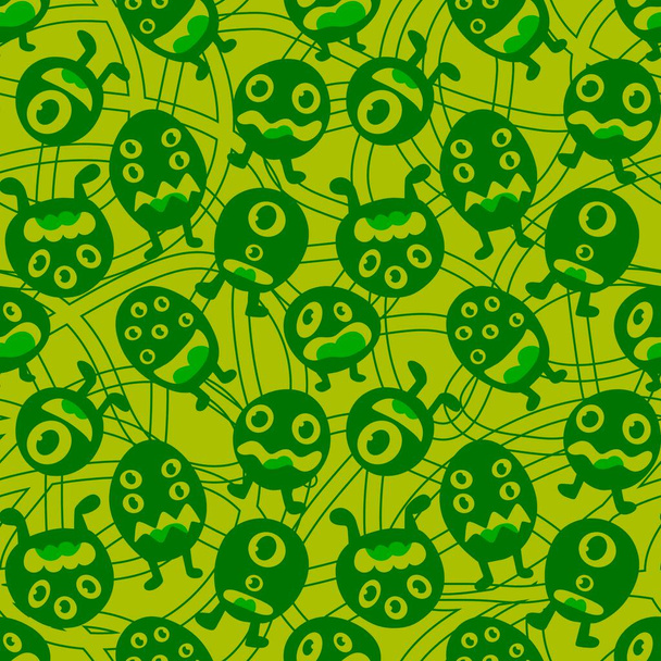 Cartoon monsters seamless emoticons aliens pattern for kids clothes print and wrapping paper and fabrics and linens and kindergarten. High quality illustration - Zdjęcie, obraz