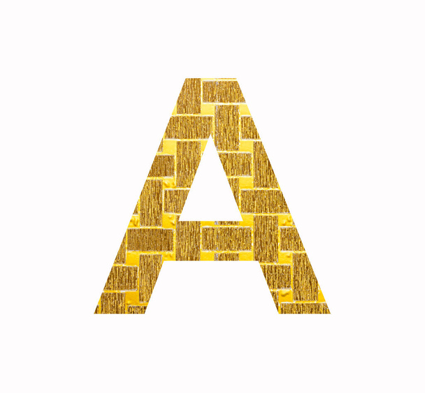 Alphabet letter A uppercase - Gold glitter foil textured - Photo, Image