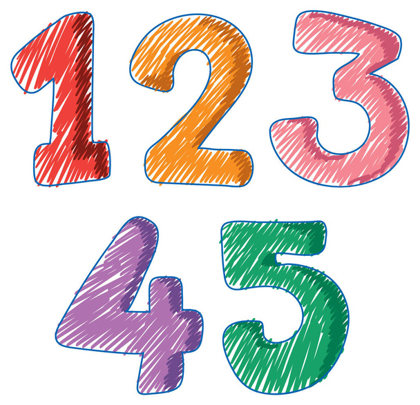 Math Number in Pencil Colour Sketch Simple Style illustration - Vektör, Görsel