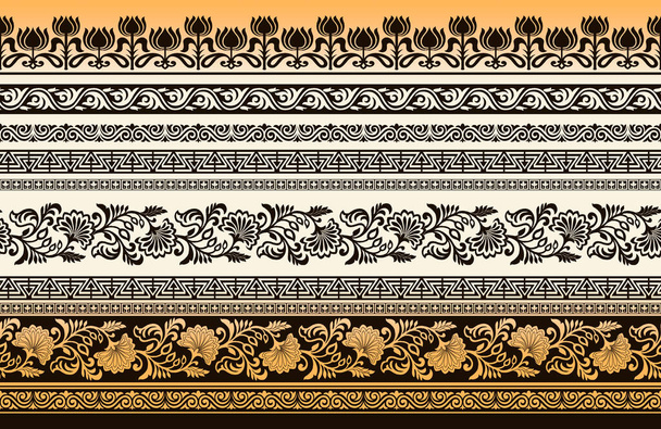 Seamless floral border with geometrical shapes - Photo, Image
