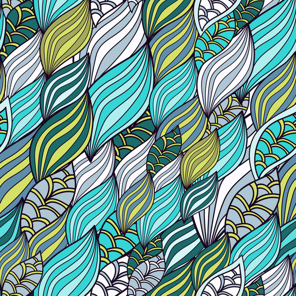 Vlny organických a květinovým vzorem, bezešvé tapety. Textilní textura pro tisk. - Vektor, obrázek