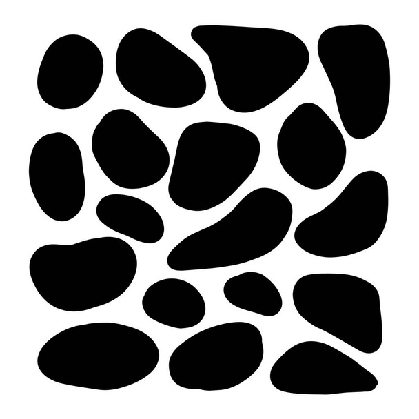 Random organic blobs, Random blots, ink blots, Spot shapes. Splash, spot chart. A drop of liquid, liquid. Pebbles, stone silhouettes. - Vector, Image