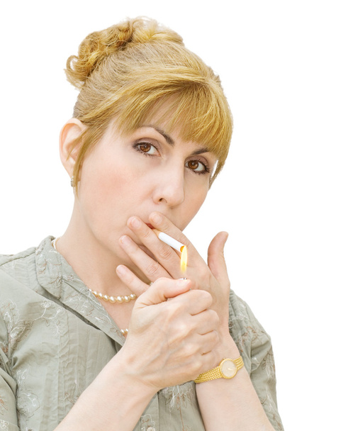 Addiction - woman smoking - Photo, Image