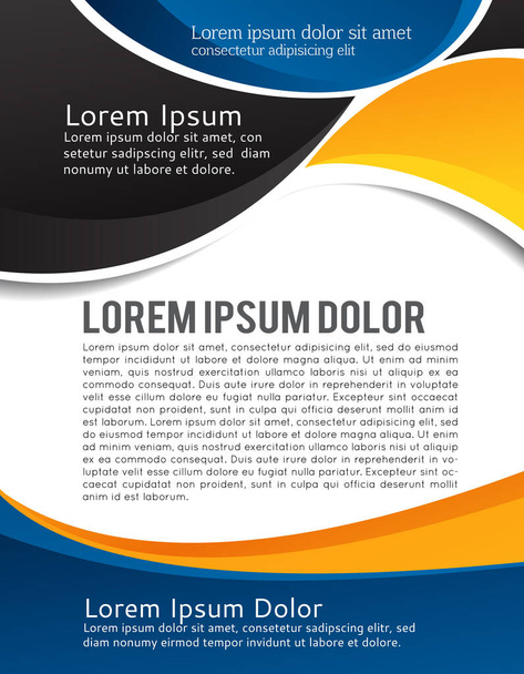 Abstract blue and orange background with wave - brochure design or flyer - Вектор,изображение