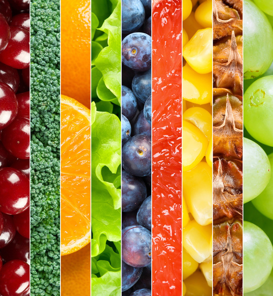 Hintergrund von gesundem Obst und Gemüse - Foto, Bild