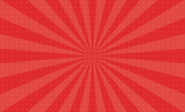 スポットテクスチャを持つグラデーション赤い色の抽象爆発背景。グレア効果。太陽光の輝きパターン。放射線ベクトル図。狭いビームだ。背景、ポスター、バナー、カバー. - ベクター画像