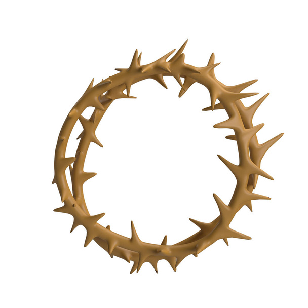 Crown of thorns of Jesus Christ. Religion Easter symbol salvation. 3d icon graphic drawing isolated on white background with clipping path. - Photo, Image