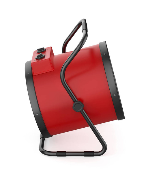 Widok boczny czerwonego przemysłowego ogrzewacza wentylatora elektrycznego - Zdjęcie, obraz