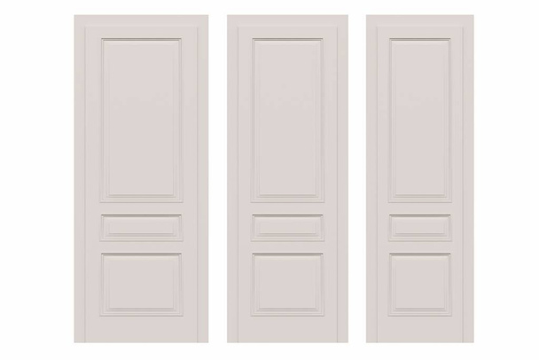 внутренние двери изолированы на белом фоне, мебель интерьера, 3D иллюстрация, cg рендеринг - Фото, изображение