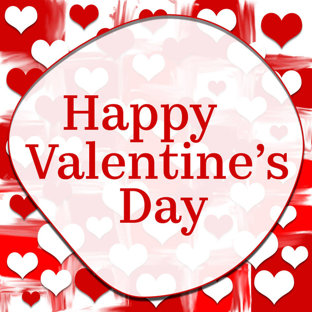 Happy Valentines Day text written over red romantic hearts background. - Photo, Image