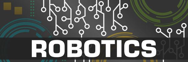 Robotics concept image with text and circuit symbols. - Фото, изображение