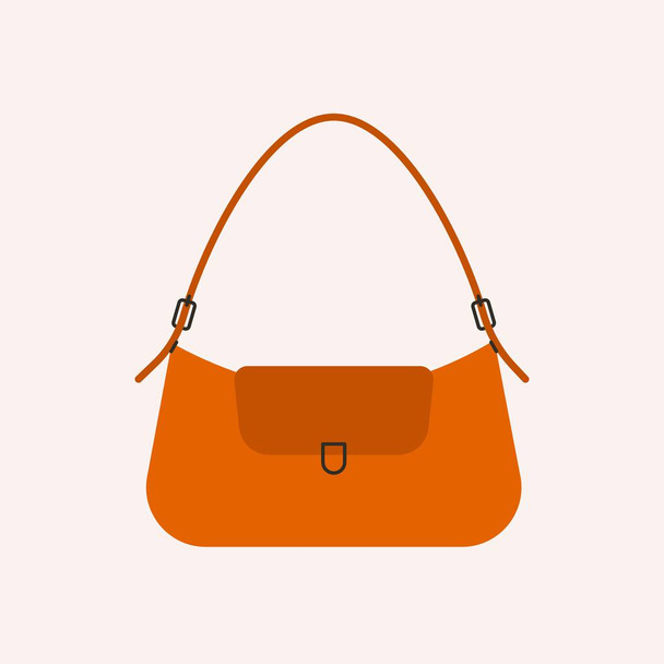Frauentasche. Mode flache Handtasche, elegante Handtasche, Cartoon-Leder stilvolle weibliche Accessoires. Vektorillustration. - Vektor, Bild