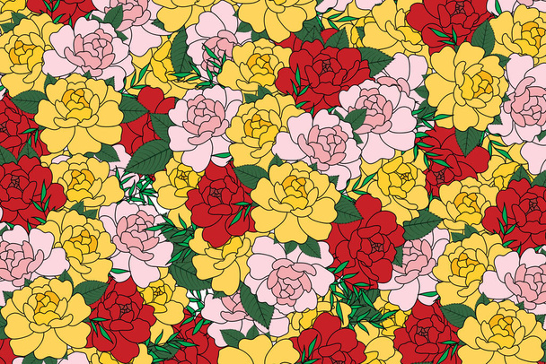 Illustration background of rose flower with leaves. - Vecteur, image