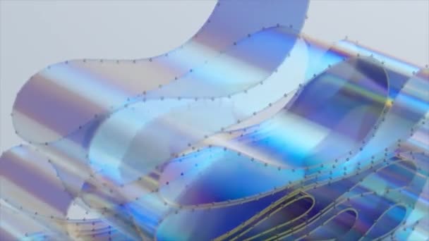 Az átlátszó műanyag szalag rétegekben van összehajtva. Egy halom szalagot. Kék neon szín. Intézkedj. 3D animáció. Kiváló minőségű 4k felvételek - Felvétel, videó