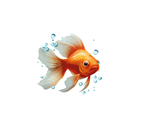 Goldfish on a white background. Vector illustration, print for background, print on fabric, paper, wallpaper, packaging. - Vektör, Görsel