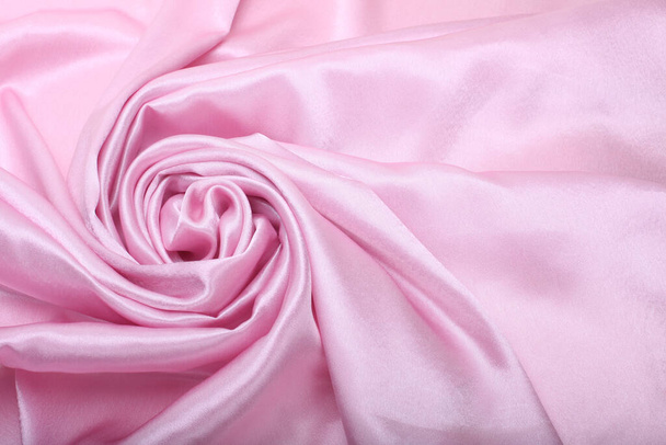 Pink pearl wave silk fabric. Abstract texture horizontal copy space background. - Fotografie, Obrázek