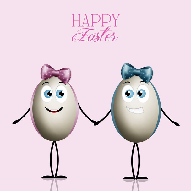 Illustration lustiger Eier für glückliche Ostern - Foto, Bild