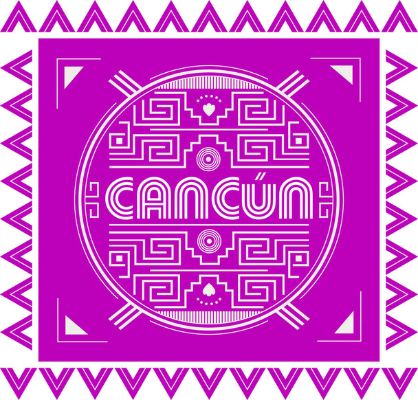 Cancún México Diseño de elementos emblema Maya Azteca  - Vector, imagen