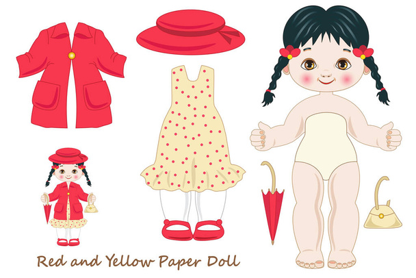 Paper doll with clothes to cut out or collect - Vector, Image