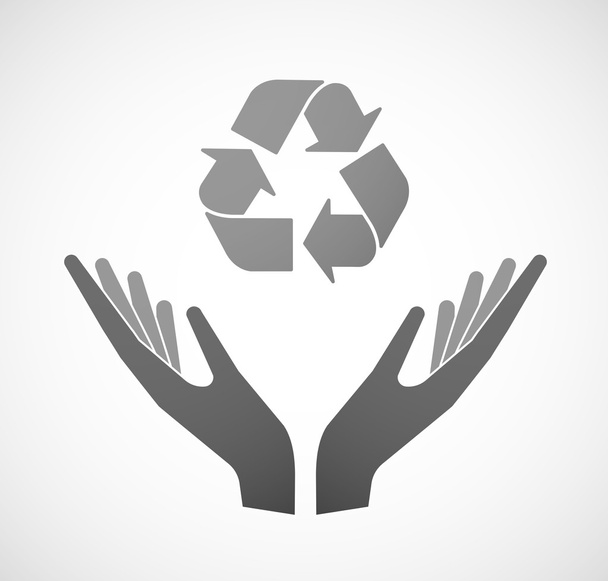 Δύο χέρια, προσφέροντας ένα σημάδι της ανακύκλωσης - Διάνυσμα, εικόνα