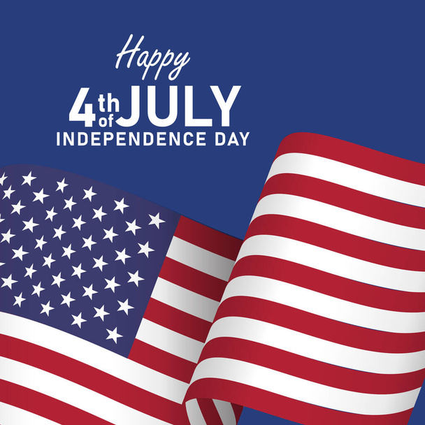 Happy Fourth of July America Waving Flag Banner - Vettoriali, immagini