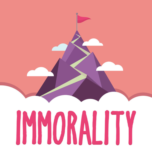 Conceptuele vertoning Immoraliteit, Woord Geschreven over de staat of kwaliteit van immoreel zijn, goddeloosheid - Foto, afbeelding