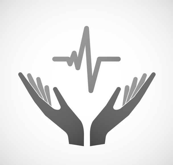 Two hands offering a heart beat sign - Vector, Image