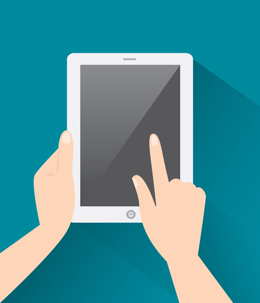 Hands holing tablet computer with a blank screen - Vector, Image
