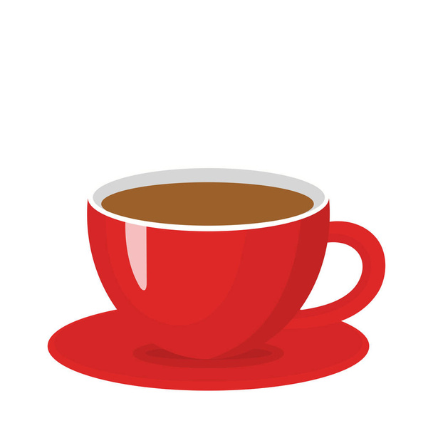 red mug with coffee and saucer on white background - Foto, Imagen