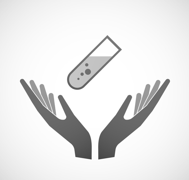 Two hands offering a chemical test tube - Vector, Image