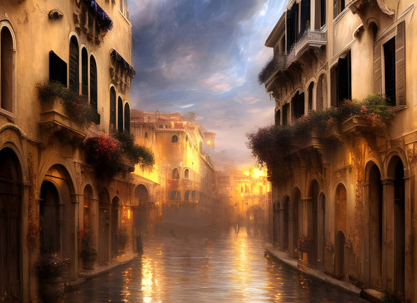 venice, italia-circa septiembre, 2019: la ciudad vieja del gran canal por la mañana - Foto, imagen
