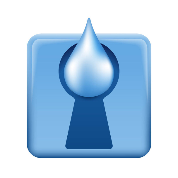 Water Absorbing properties icon, locked liquid drop with keyhole. Isolated vector pictogram for water resits materials - Vector, Image