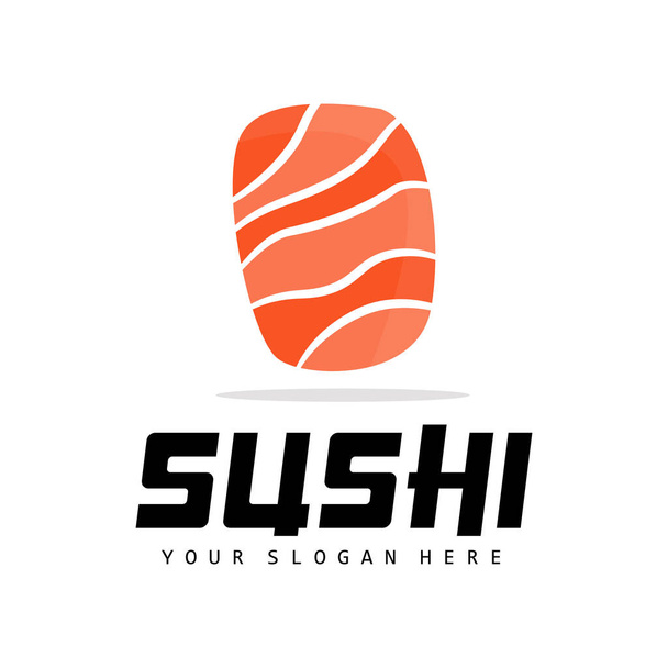 Logotipo do sushi, Vetor japonês do marisco do sushi da comida, Projeto japonês da marca do produto da cozinha, Ícone do modelo - Vetor, Imagem