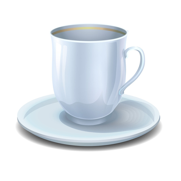 Taça de chá de porcelana branca
 - Vetor, Imagem