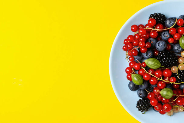 Concept of fresh food, berries, space for text - Fotoğraf, Görsel