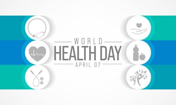 World Health day is observed every year on April 7, to raise awareness about the overall health and well-being of people across the globe. Vector illustration - Vector, Image