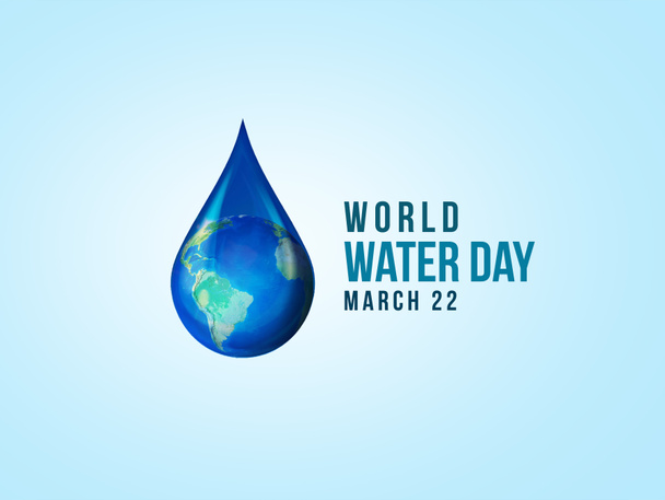 Beschleunigter Wandel - Weltwassertag und Weltwassertag 2023 3D-Konzept. Jeder Tropfen zählt. Wassersparen und Weltumweltschutzkonzept - Tag der Umwelt - Foto, Bild