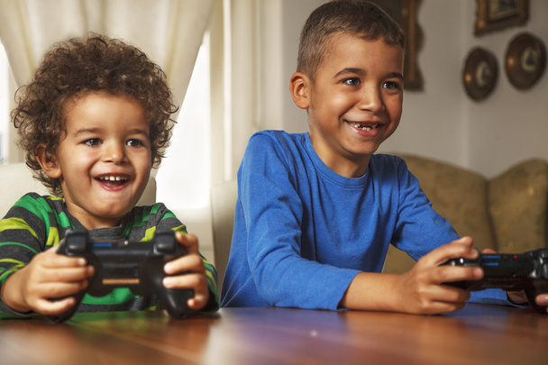 Two Friends Playing Video Game - Фото, зображення