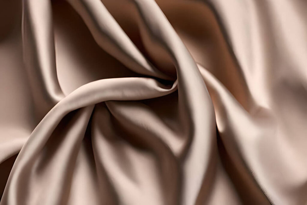 Creamy satin or silk fabric wavy texture and pattern background background. - Foto, immagini