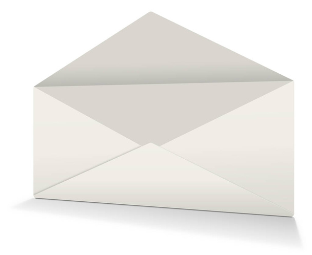 Valkoinen posti kirjekuori tyhjä malli esittely ulkoasuja ja suunnittelu. 3D-mallinnus. Digitaalisesti luotu kuva. Eristetty valkoisella pohjalla. - Valokuva, kuva
