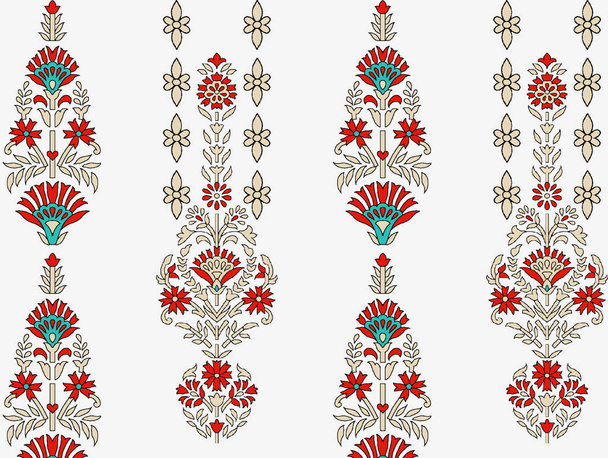 c'est une bordure ethnique géométrique traditionnelle numérique unique, des feuilles florales motif baroque et des éléments d'art moghol, motif texture abstraite et combinaison d'œuvres d'art ornement vintage pour l'impression textile. - Photo, image