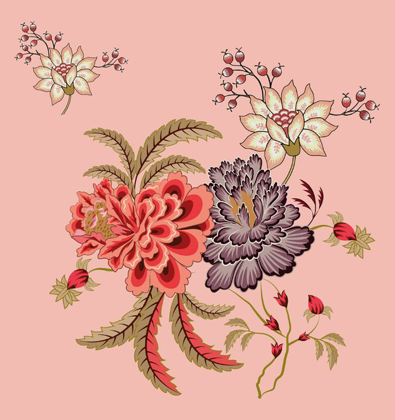 è un bordo etnico geometrico tradizionale digitale unico, motivo barocco a foglie floreali ed elementi artistici mughal, motivo astratto della texture e combinazione di opere d'arte vintage per la stampa tessile. - Foto, immagini