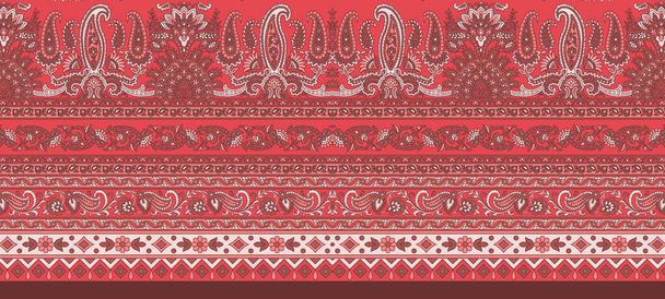 it's a unique digital Traditional Geometric Ethnic border, floral leaves baroque pattern and Mughal art elements, Abstract texture motif, and vintage Ornament artwork combination for textile printing. - Foto, afbeelding