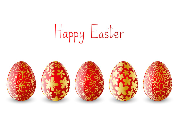 Conjunto de huevos rojos de Pascua
 - Vector, Imagen